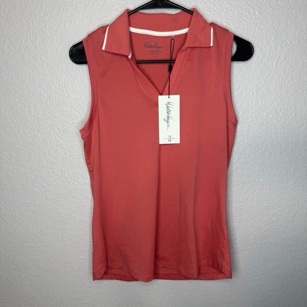 Walter Hagen Performance 11 Sleeveless Golf Polo Pink S NWT UPF 50+